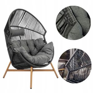 KRZESŁO OGRODOWE KOKON FOTEL Z PODUSZKAMI WYGODNY NA TARAS BALKON DO DOMU